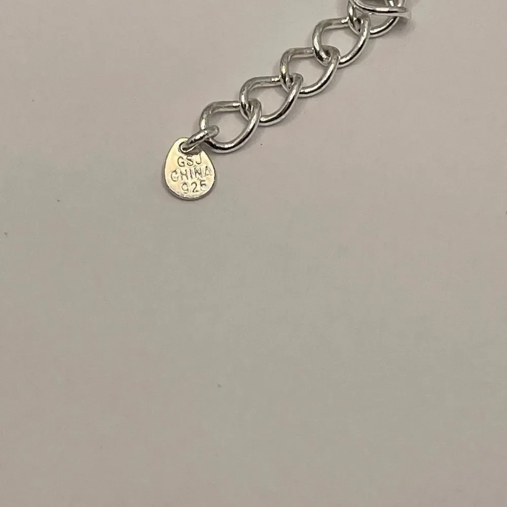Natural aquamarine nugget choker necklace 925 sterling